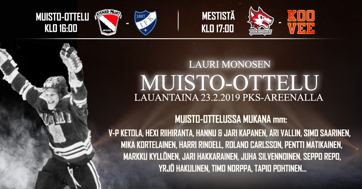 Lauri Monosen muisto-ottelu lauantaina 23.2