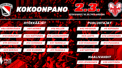 Kokoonpano illan kotiottelussa!