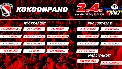 Kokoonpano illan Playoff -kotiavauksessa!