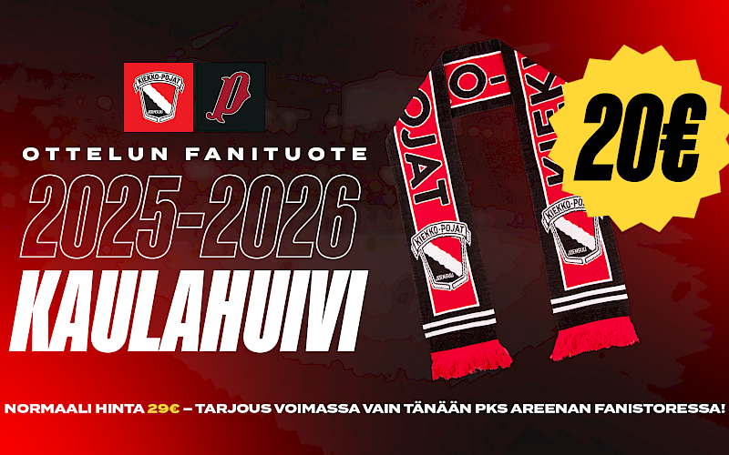 Viikon fanituotteena kauden 2025-2026 kaulahuivit 20 eurolla!