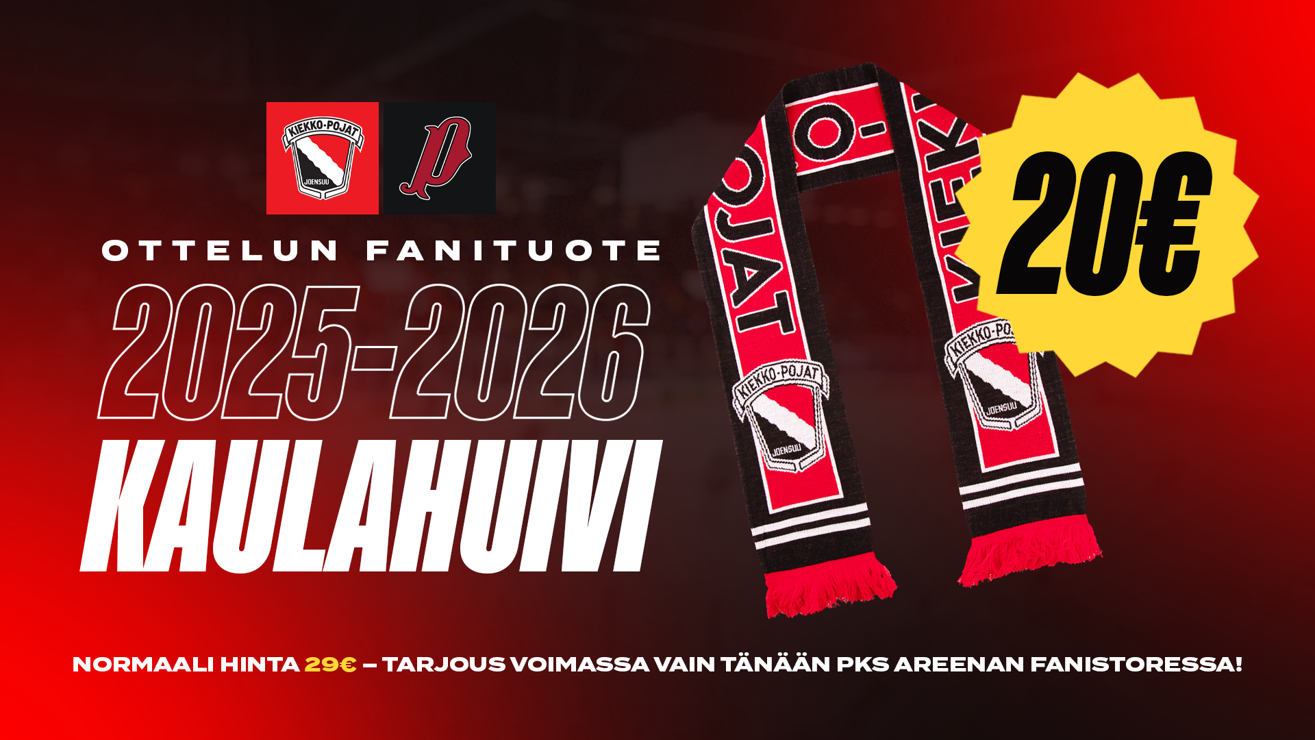 Viikon fanituotteena kauden 2025-2026 kaulahuivit 20 eurolla!
